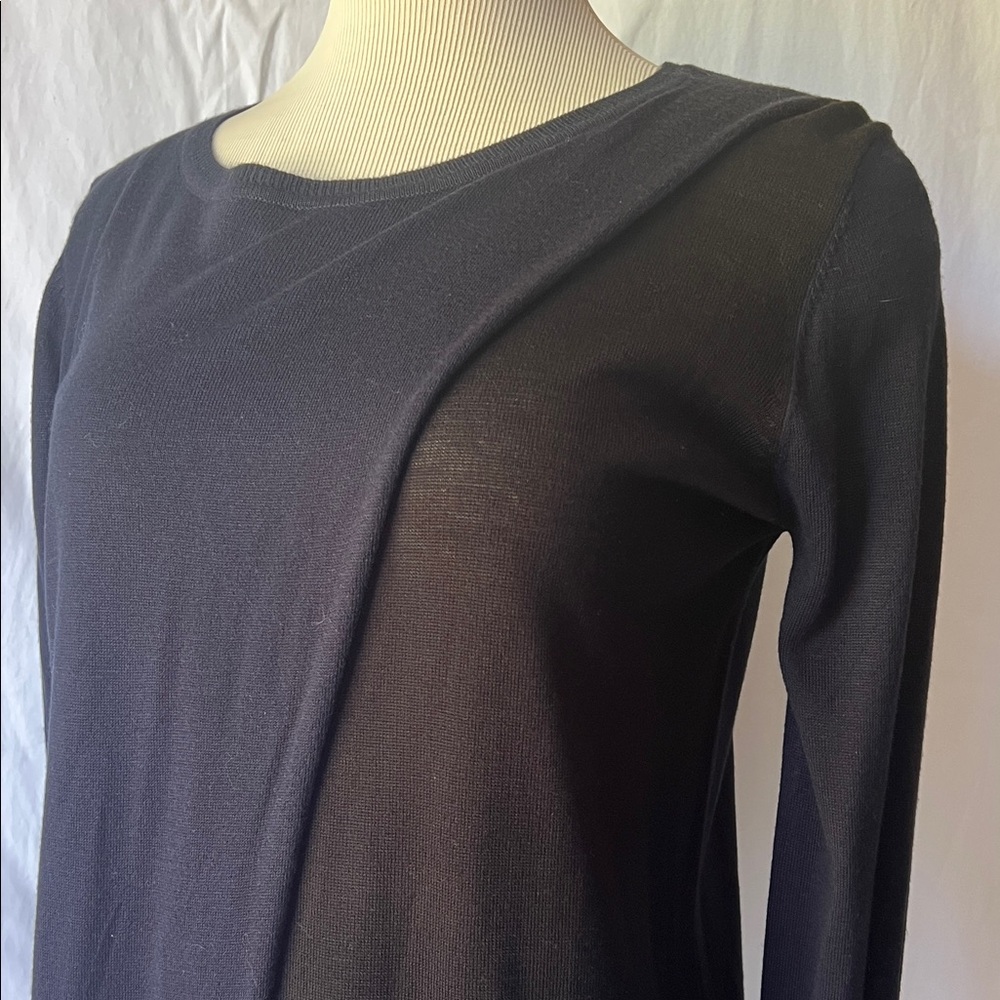 Zara Knit collection Elegant Black Long Sleeve Top M New